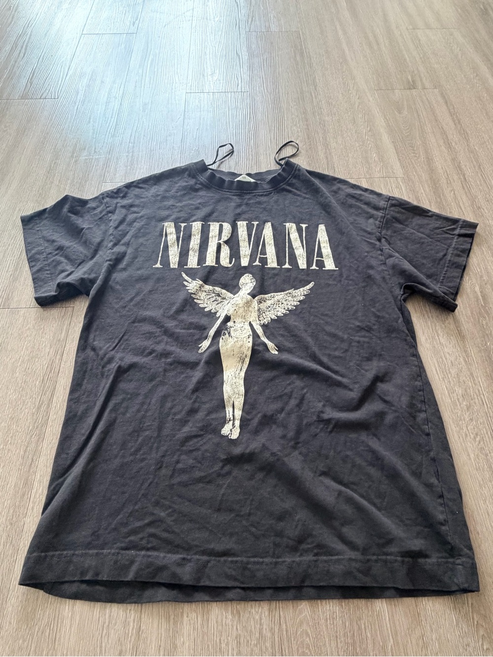 H&M Black Nirvana Angel Graphic Short Sleeve Tee